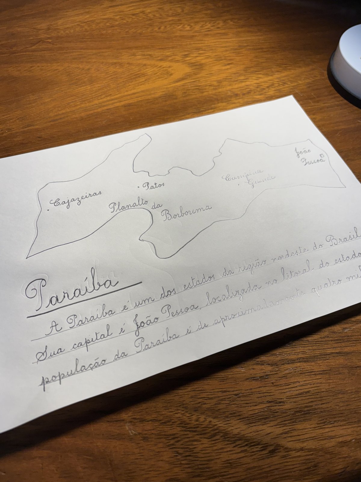 Exemplo de caligrafia desenvolvida no curso